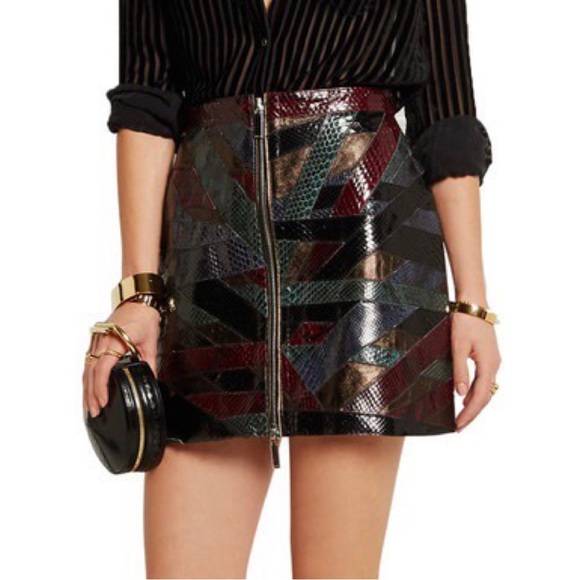 EMILIO PUCCI RUNWAY Patchwork Python And Metallic Leather Mini Skirt IT42 NWT - Picture 8 of 11
